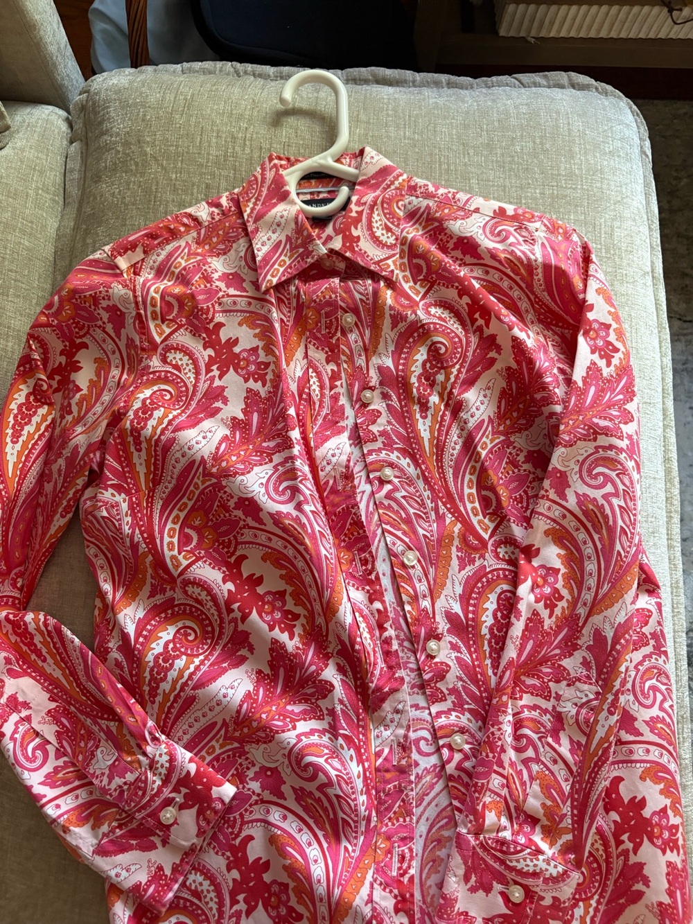 Lands' End Pink Paisley Button-Down Shirt
